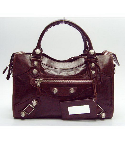Borsa Balenciaga New City in Dark caffè Pelle